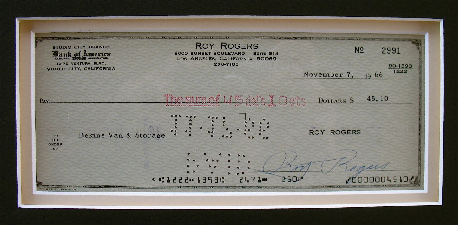 Roy Rogers — ROY ROGERS-Rare Autographed Check & Photo Display-Western-Trigger-Dale Evans, изображение 2