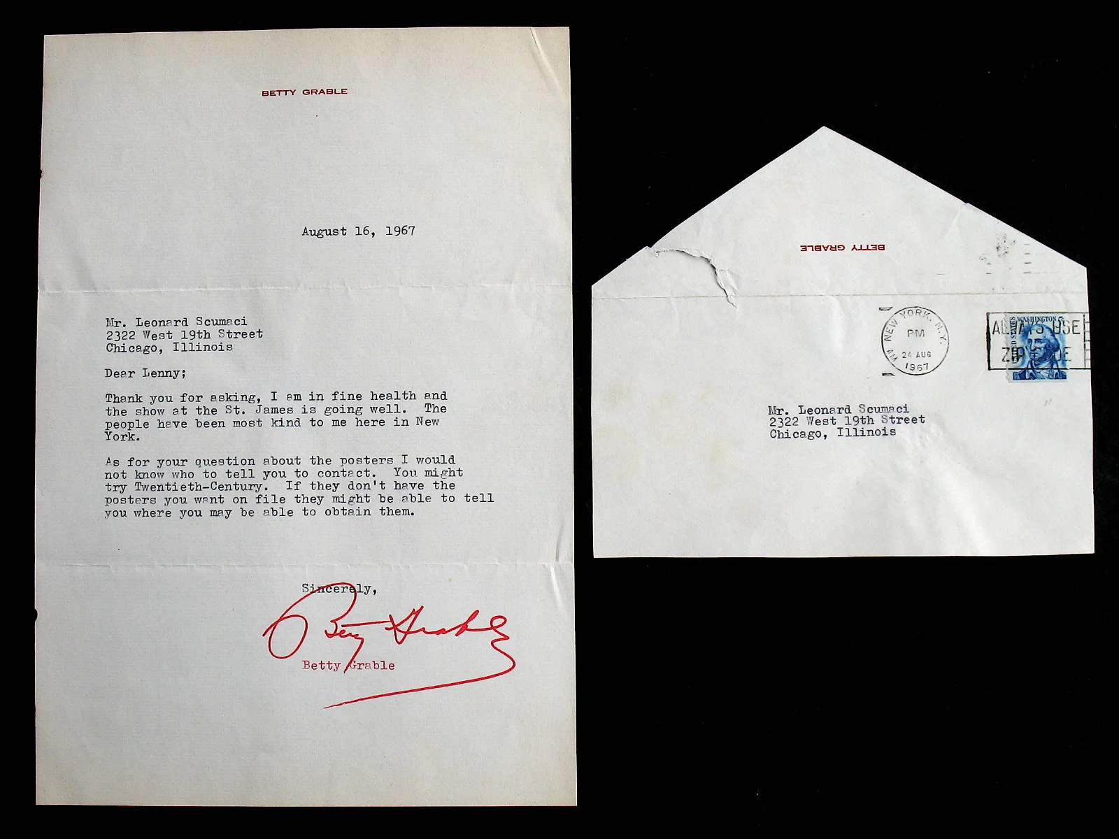 BETTY GRABLE — BETTY GRABLE-Rare Letter Signed On Her Personal Letterhead-Sexy Pinup-Diva