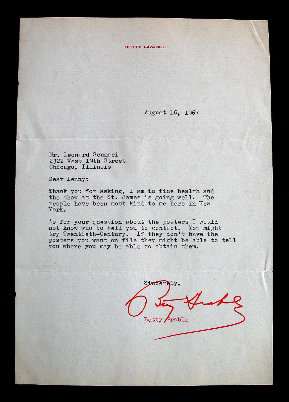 BETTY GRABLE — BETTY GRABLE-Rare Letter Signed On Her Personal Letterhead-Sexy Pinup-Diva, изображение 2