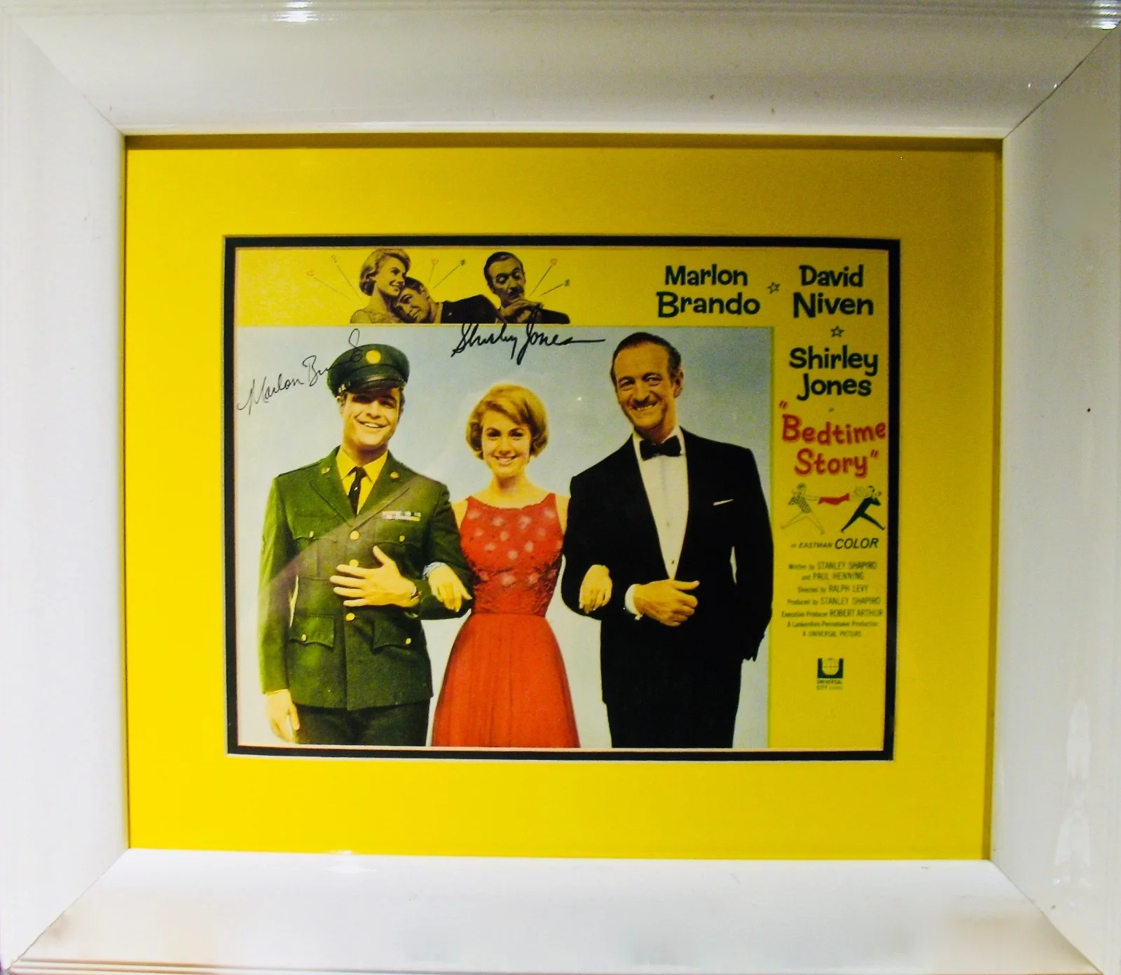 Marlon Brando & Shirley Jones — MARLON BRANDO~Rare Autographed+Framed BEDTIME STORY" Original Lobby Card (1964)