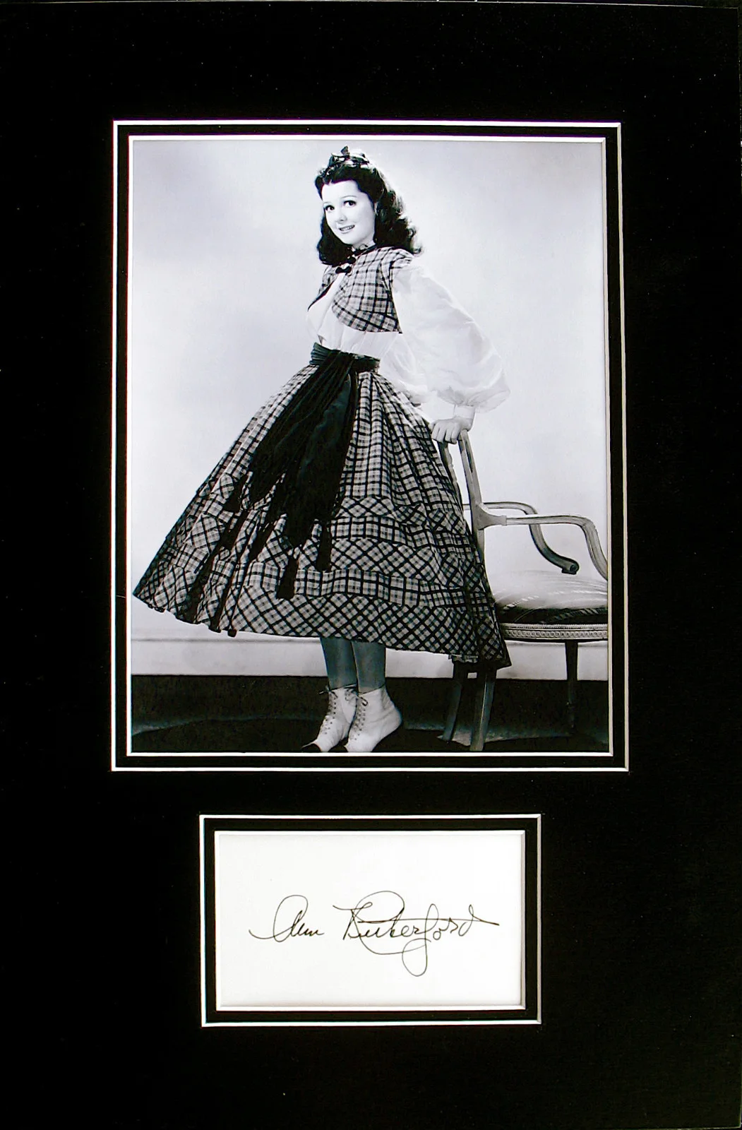 ANN RUTHERFORD — ANN RUTHERFORD-Rare Autographed Matted Photo Display-GONE WITH THE WIND-COA