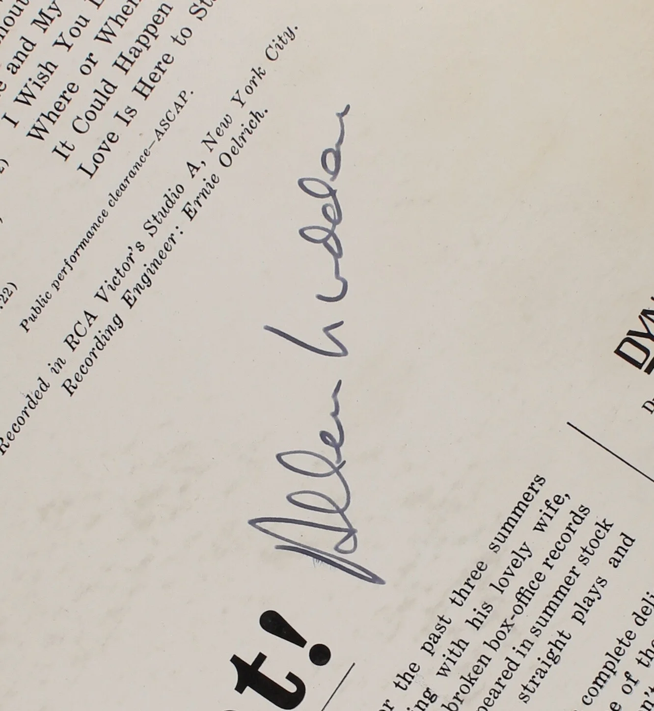 Allen Ludden — Allen Ludden Signed 1964 Mono LP - "Sings His Favorite Songs" - TV Host Password, изображение 3