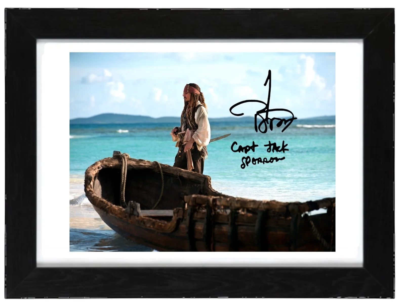 Johnny Depp Signed Autograph PHOTO Pre Print 6x4/A4/ Framed Pirates Caribbean, image 3