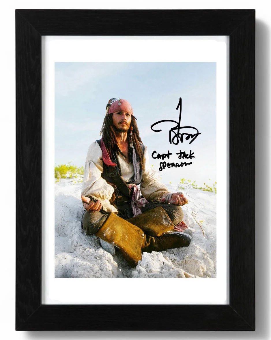 Johnny Depp Signed Autograph PHOTO Pre Print 6x4/A4/ Framed Pirates Caribbean, изображение 2