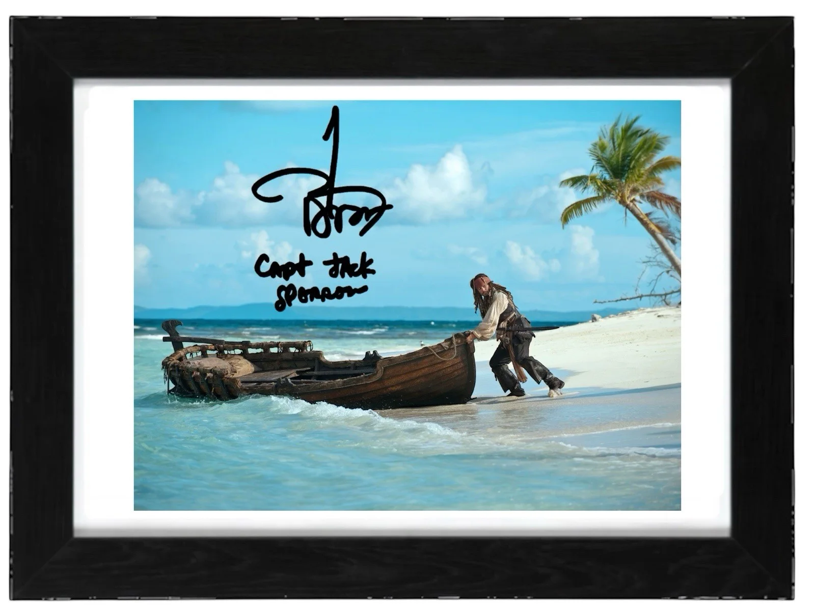 Johnny Depp Signed Autograph PHOTO Pre Print 6x4/A4/ Framed Pirates Caribbean, image 2