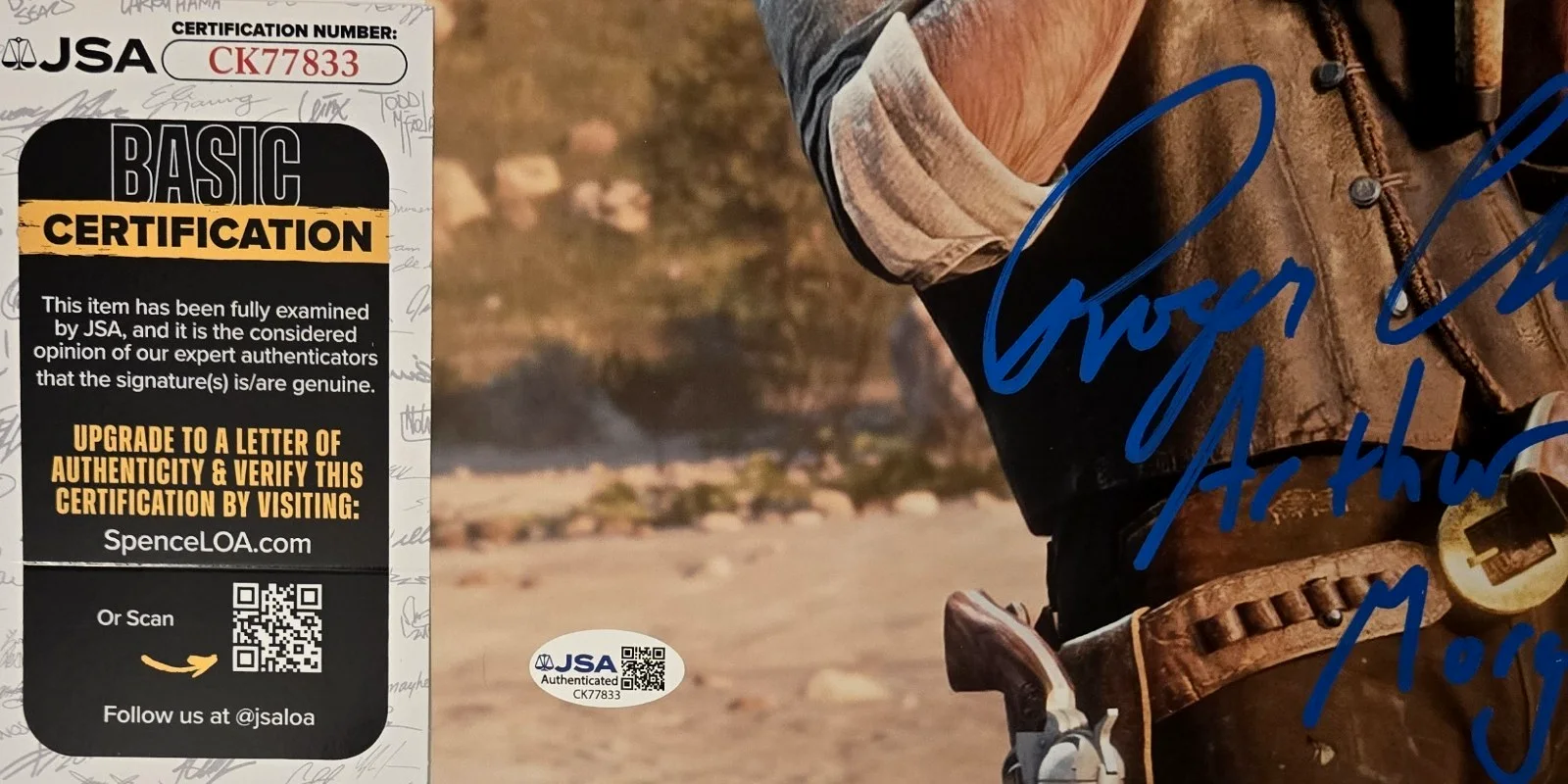 Roger Clark — Roger Clark Signed Photo Red Dead Redemption Arthur Morgan Autograph JSA COA 833, изображение 2
