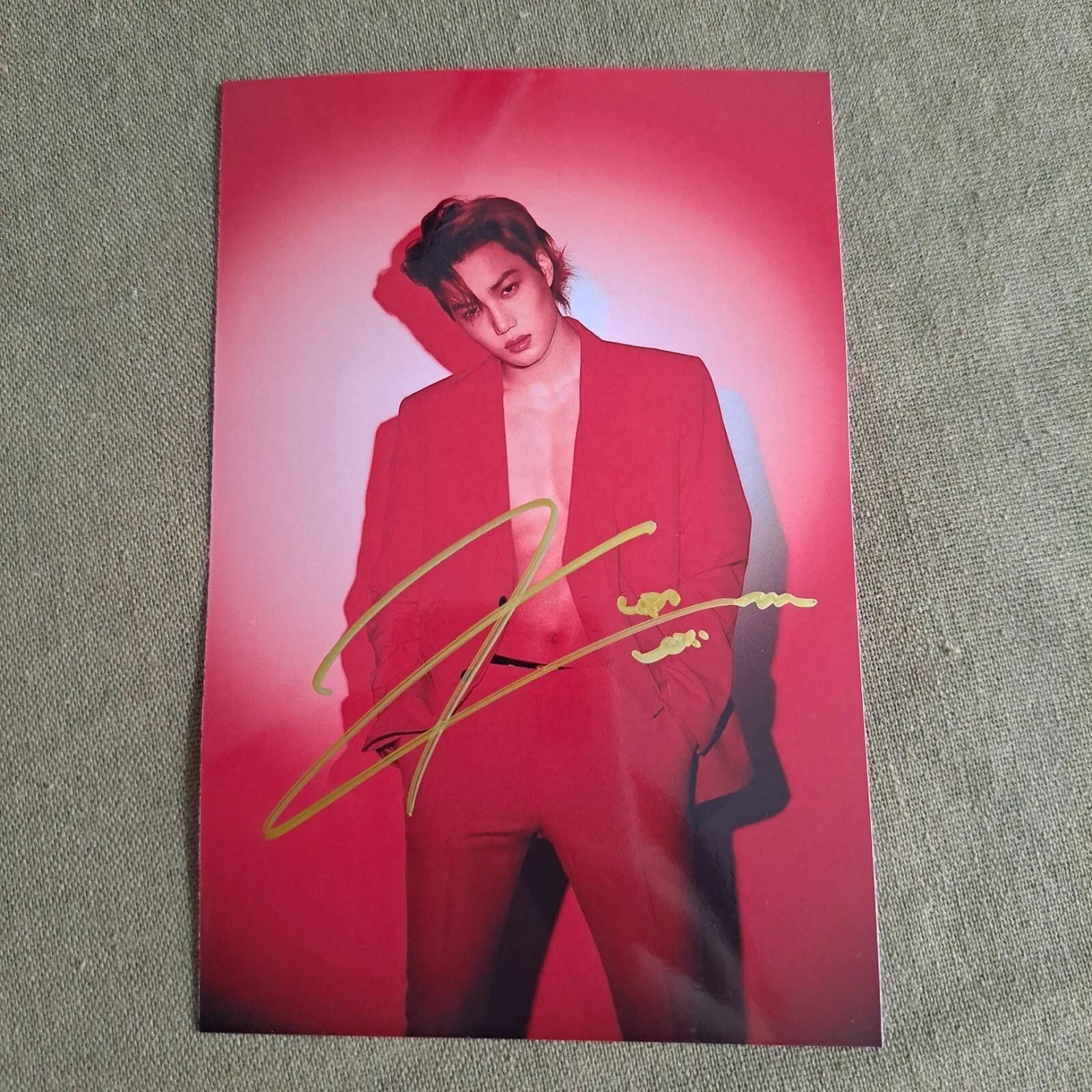 EXO KAI Kim Jong In Autographed Signed Photo Autographs LOVE SHOT 4*6 KPOP, изображение 3