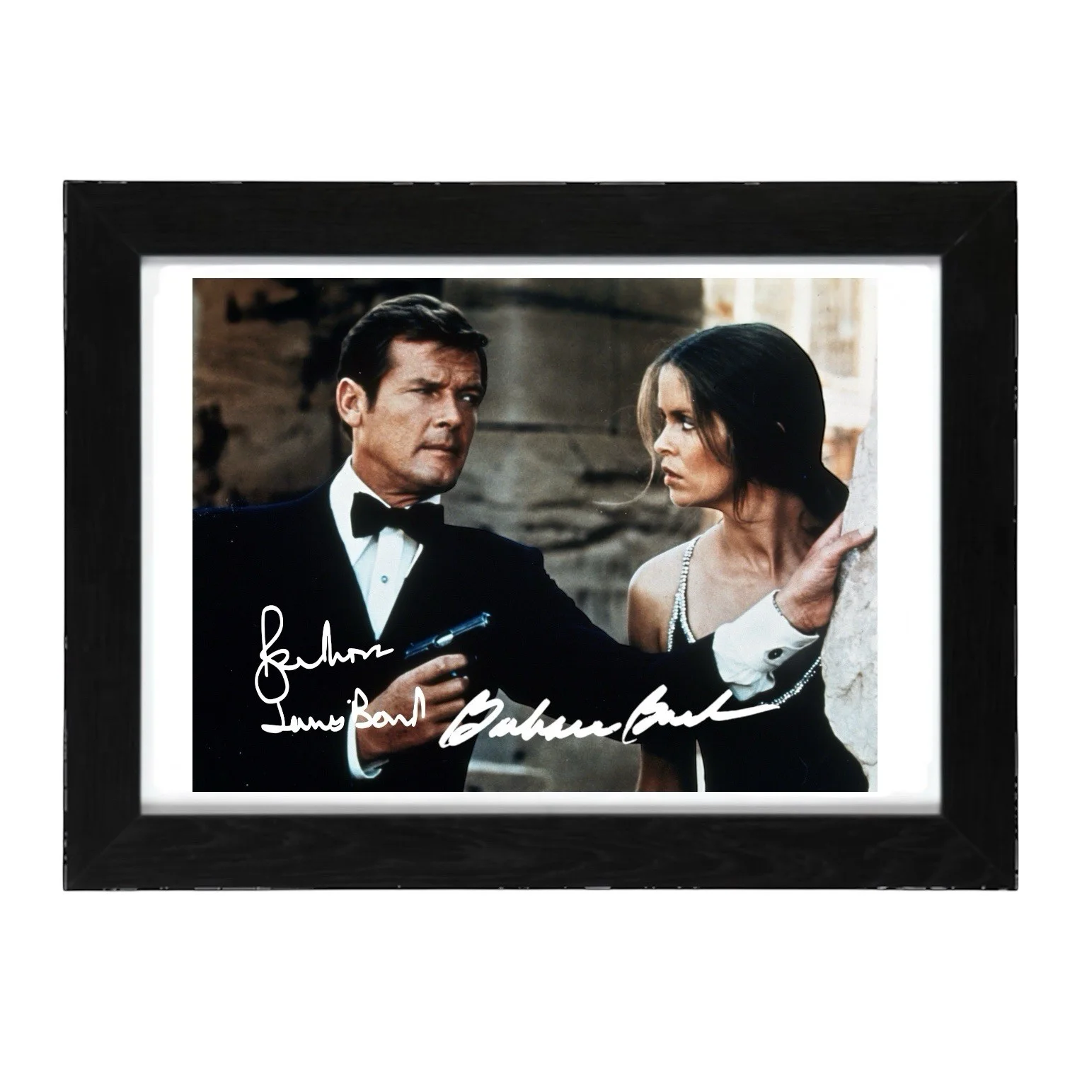 Roger Moore, Barbara Bach Signed Autograph PHOTO Pre Print 6x4/A4/ Framed, изображение 2