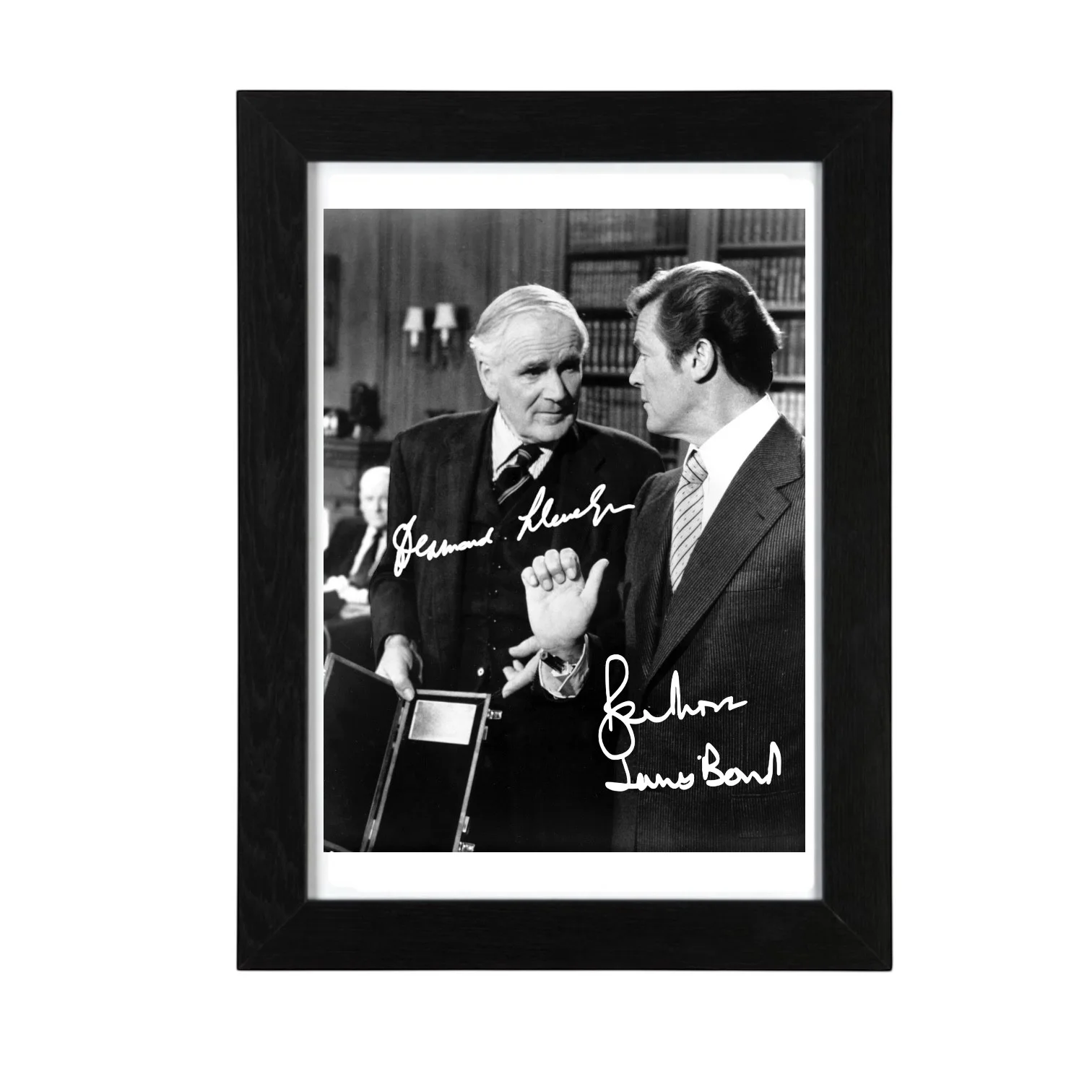 Roger Moore, Desmond Llewelyn Signed Autograph PHOTO Pre Print 6x4/A4/ Framed, image 3