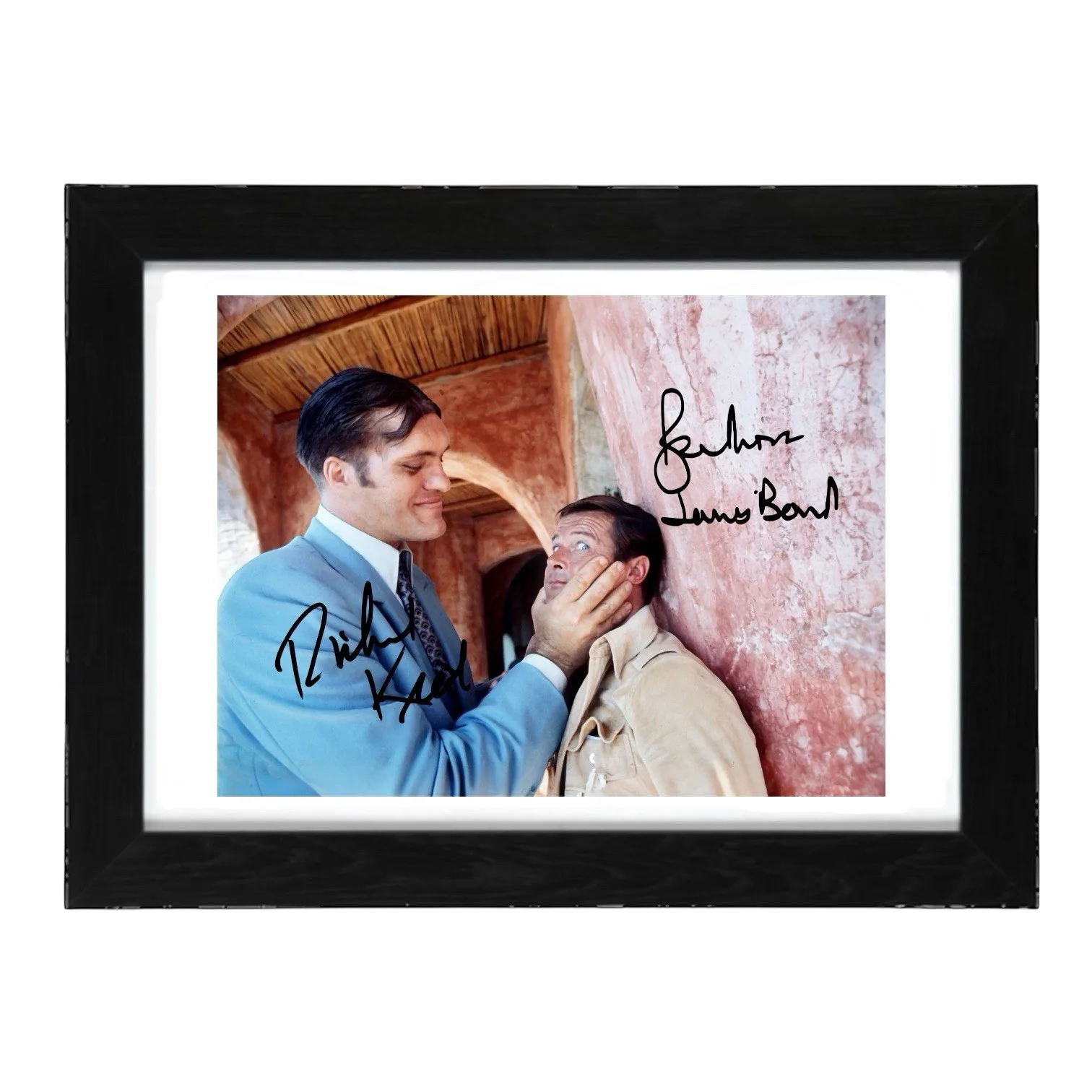 Roger Moore, Richard Kiel Signed Autograph PHOTO Pre Print 6x4/A4/ Framed, изображение 2