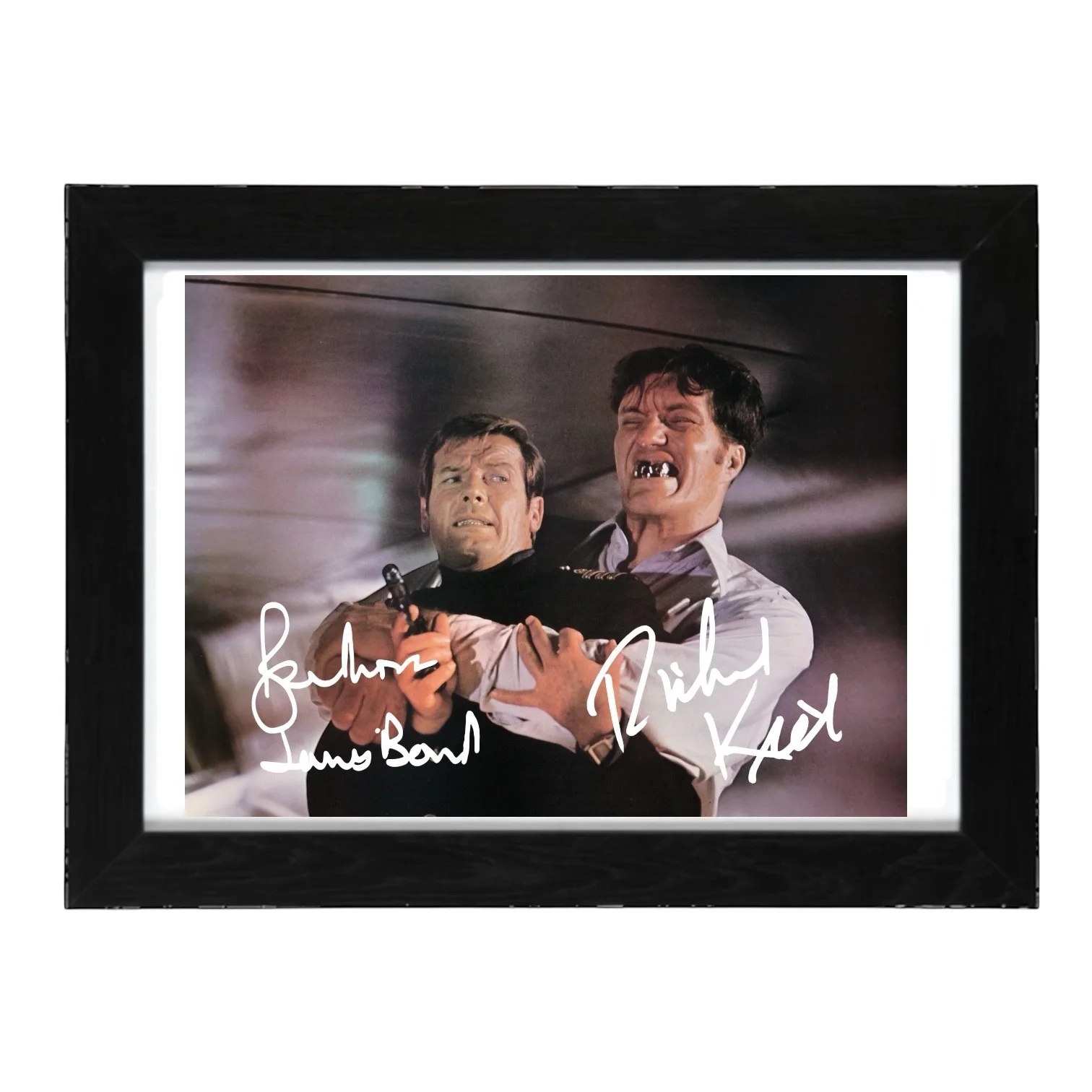 Roger Moore, Richard Kiel Signed Autograph PHOTO Pre Print 6x4/A4/ Framed, изображение 3