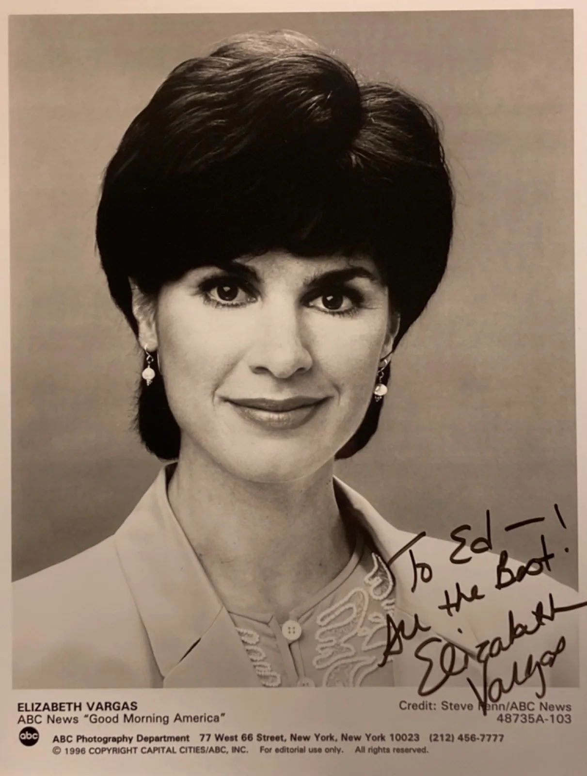 Hand SIGNED Elizabeth Vargas 7x9 ABC News Press Photo (w/ Letter) Good Morning A, изображение 2