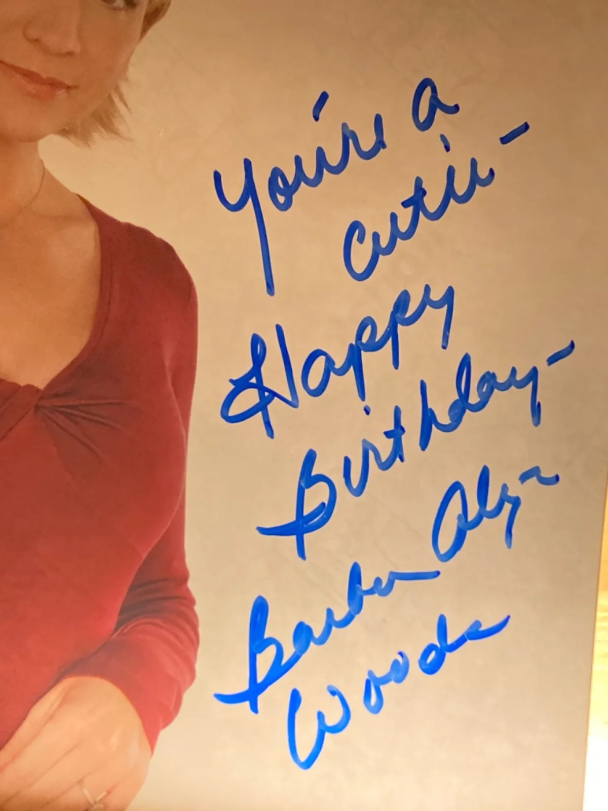 Hand SIGNED Barbara Alyn Woods 8x10 Photo (Happy Birthday Inscription) One Tree, image 4