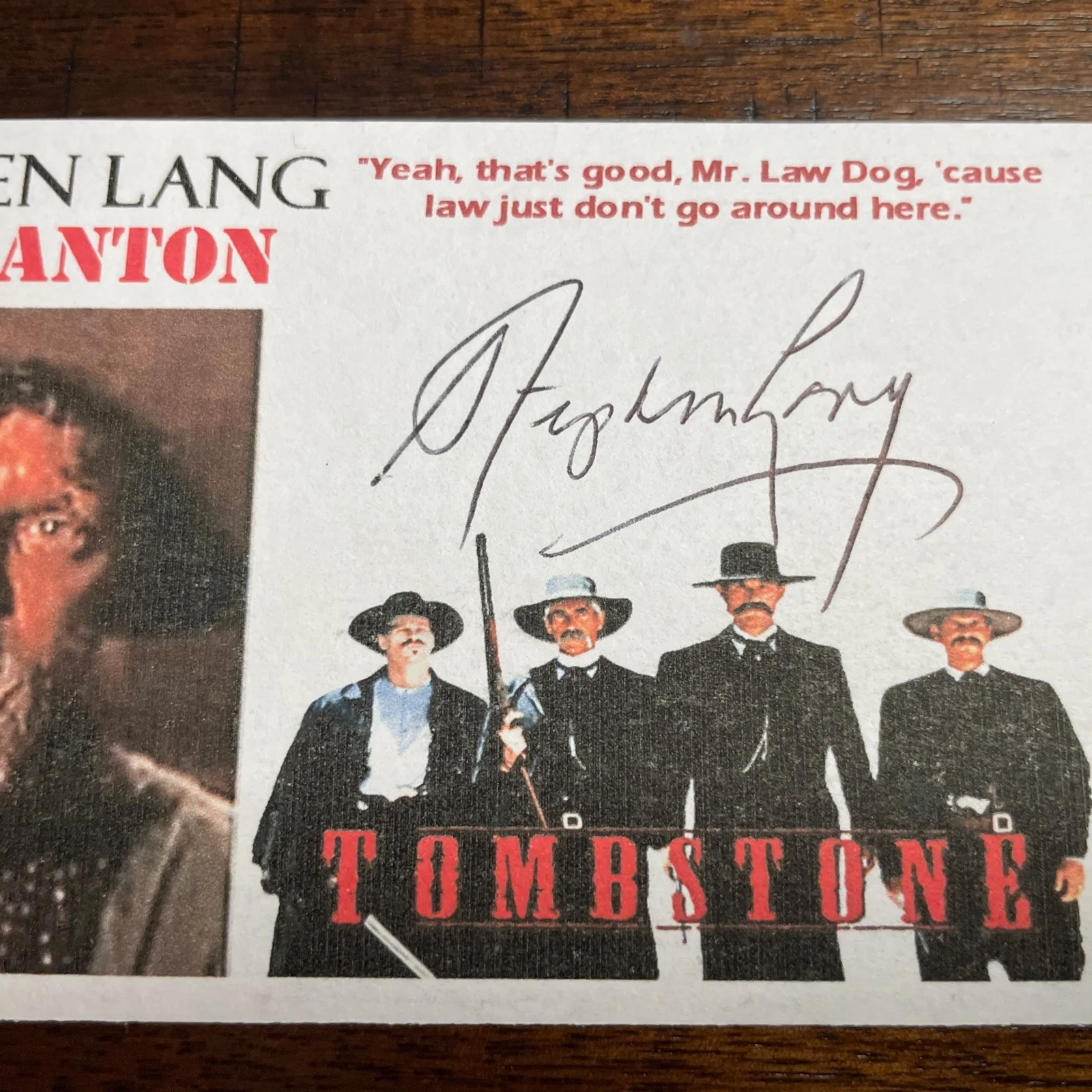 STEPHEN LANG — STEPHEN LANG TOMBSTONE IKE CLANTON SIGNED AUTOGRAPH 3x5 Index Card-No COA, image 2