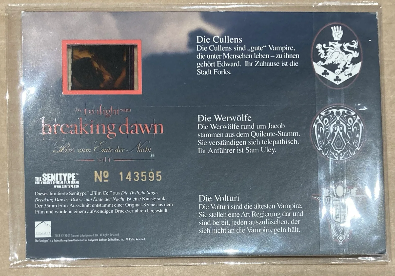 Rare - The Twilight Saga - Breaking Dawn Part 1 - German - Senitype Film Cell, image 2