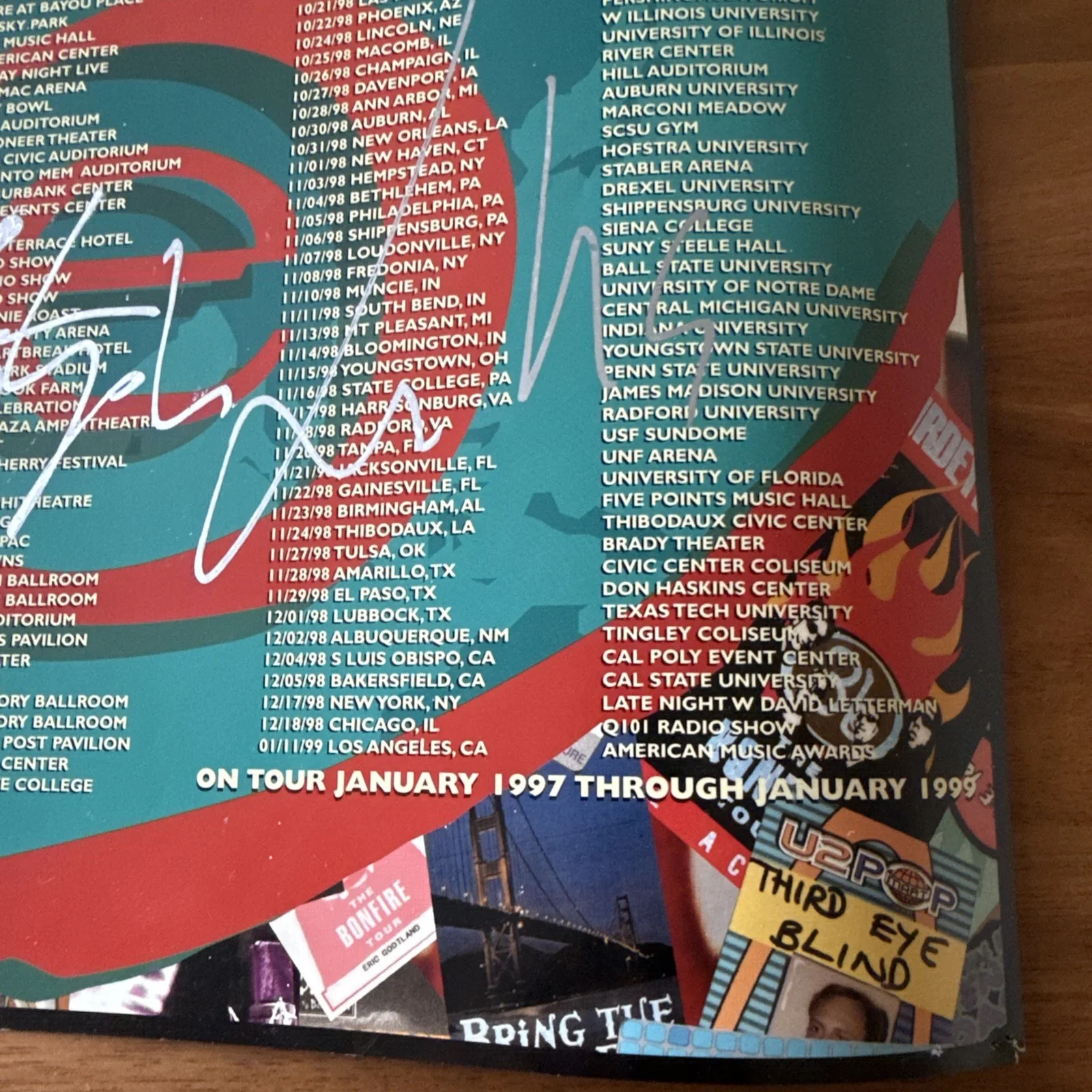 THIRD EYE BLIND signed Promotional Debut Album 97-99 Tour Poster, image 3
