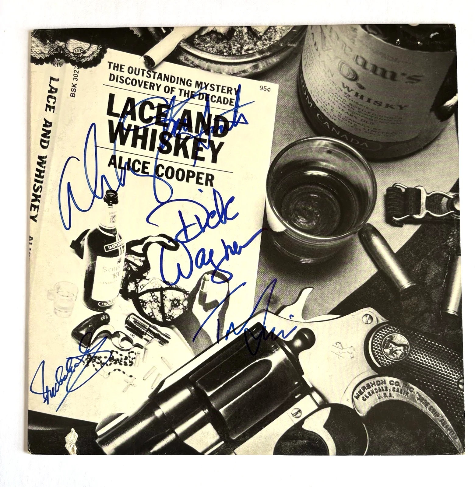 ALICE COOPER Signed LACE WHIKEY LP Vinyl RECORD JSA COA x5 Dick Wagner S HUNTER, image 2