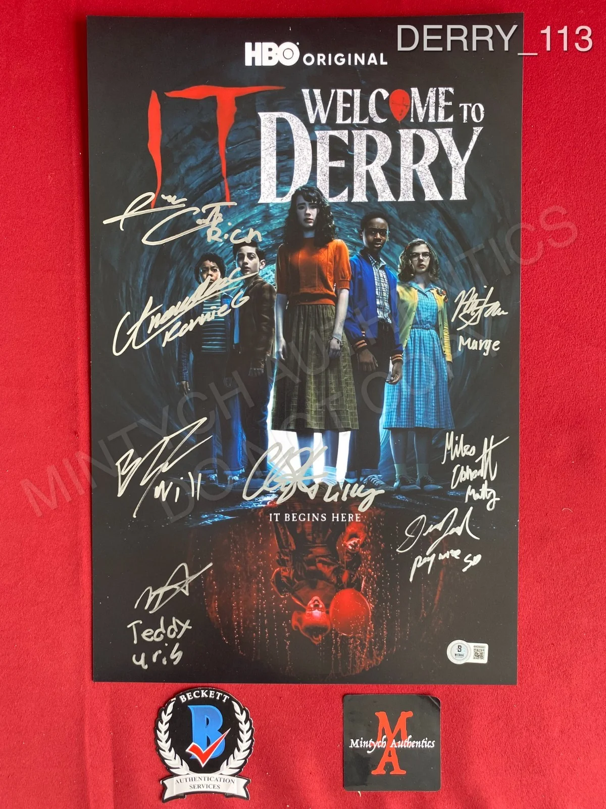 Amanda Christine, Dustin Faith, Clara Stack, Matilda Lawler — IT: Welcome to Derry cast signed 11x17 photo by 8 Pennywise Beckett COA HBO