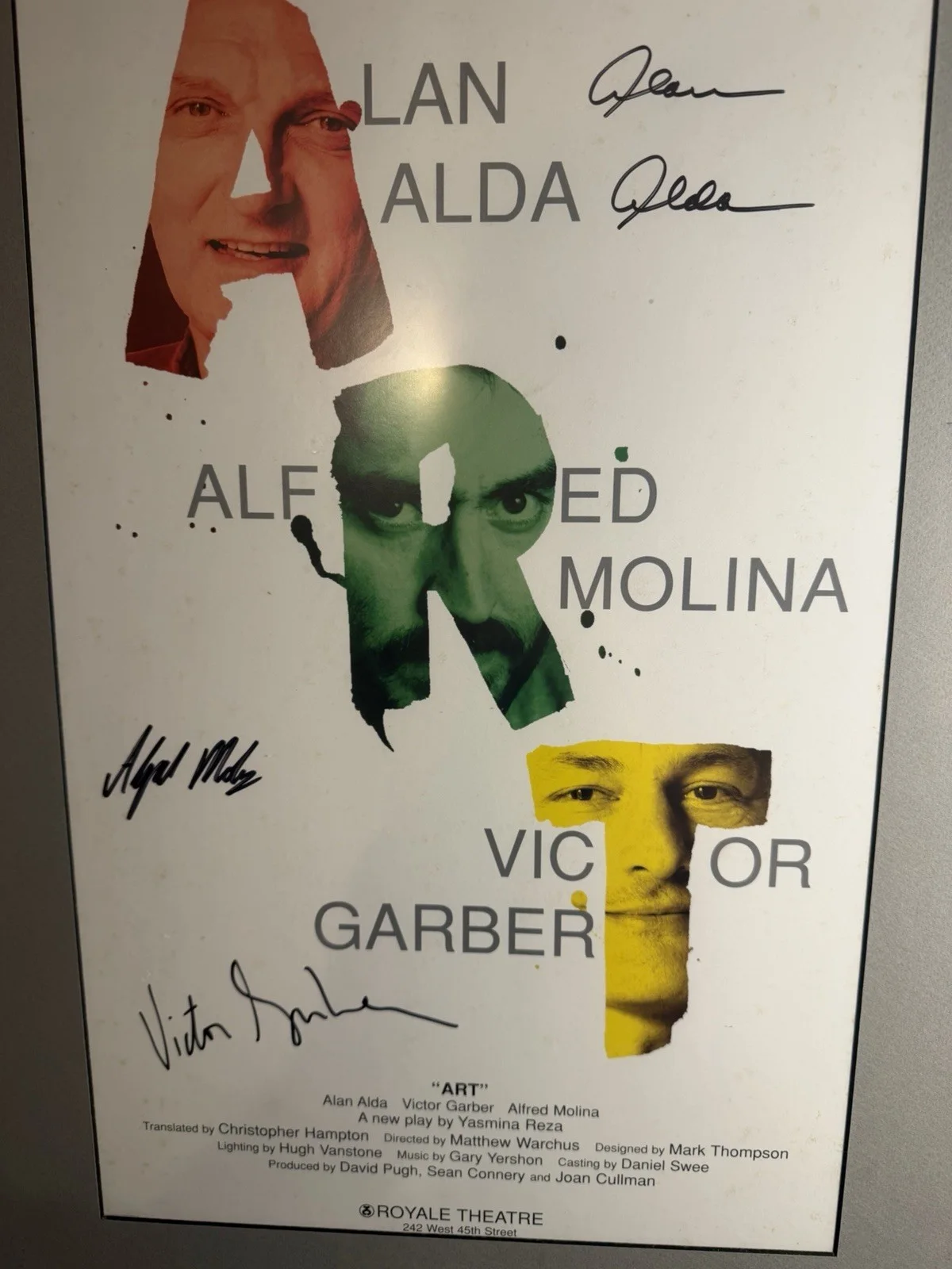 Original Theater Poster Signed by Alan Alda, Victor Garber, Alfred Molina in ART, изображение 5