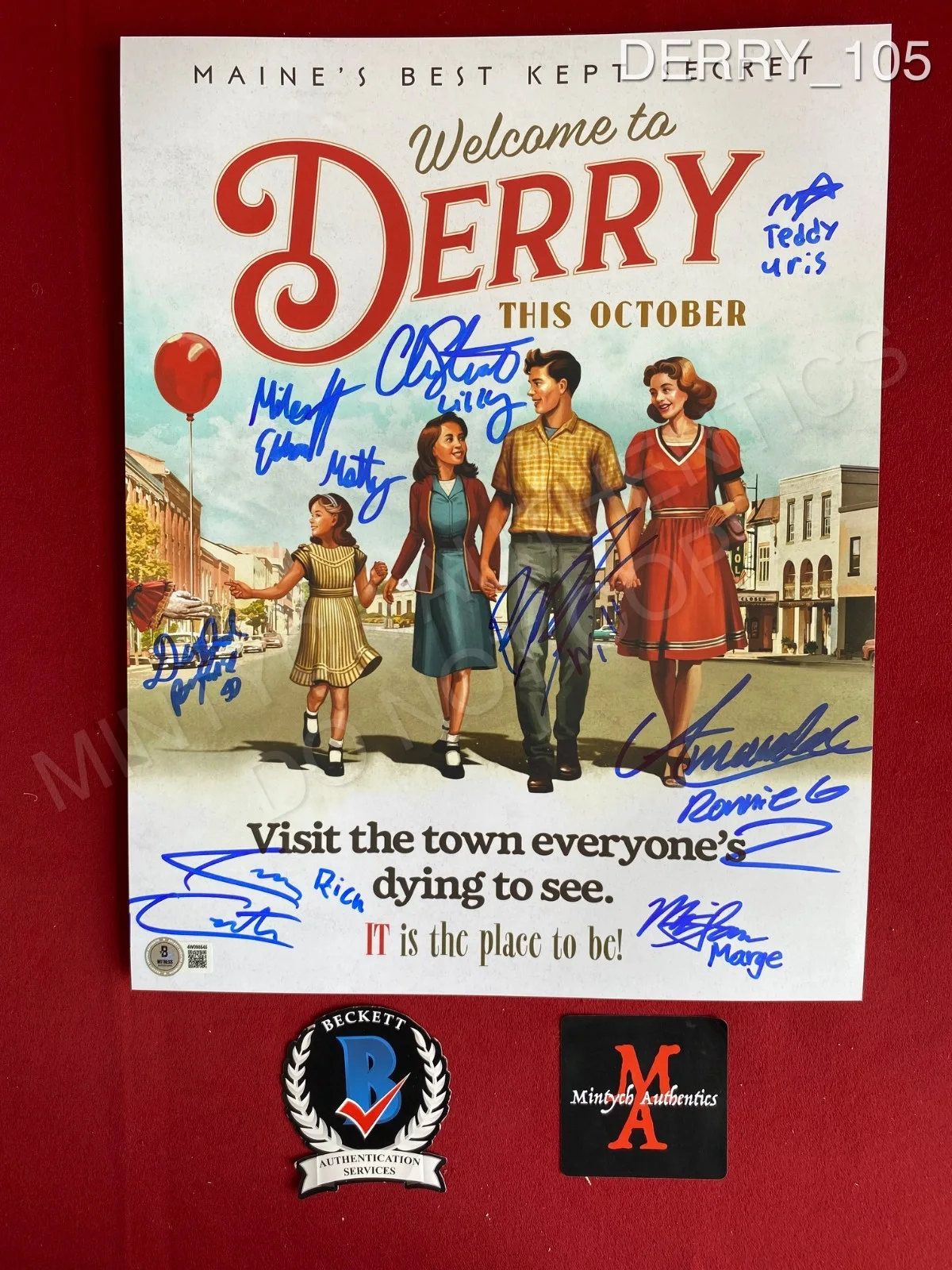Amanda Christine, Dustin Faith, Clara Stack, Matilda Lawler — IT: Welcome to Derry cast signed 11x14 photo by 8 Pennywise Beckett COA HBO