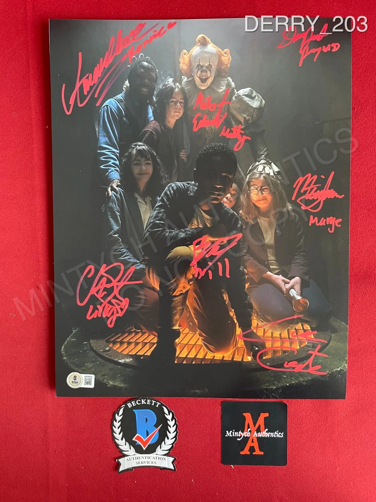 Amanda Christine, Dustin Faith, Clara Stack, Matilda Lawler — IT: Welcome to Derry cast signed 11x14 photo by 7 Pennywise Beckett COA HBO