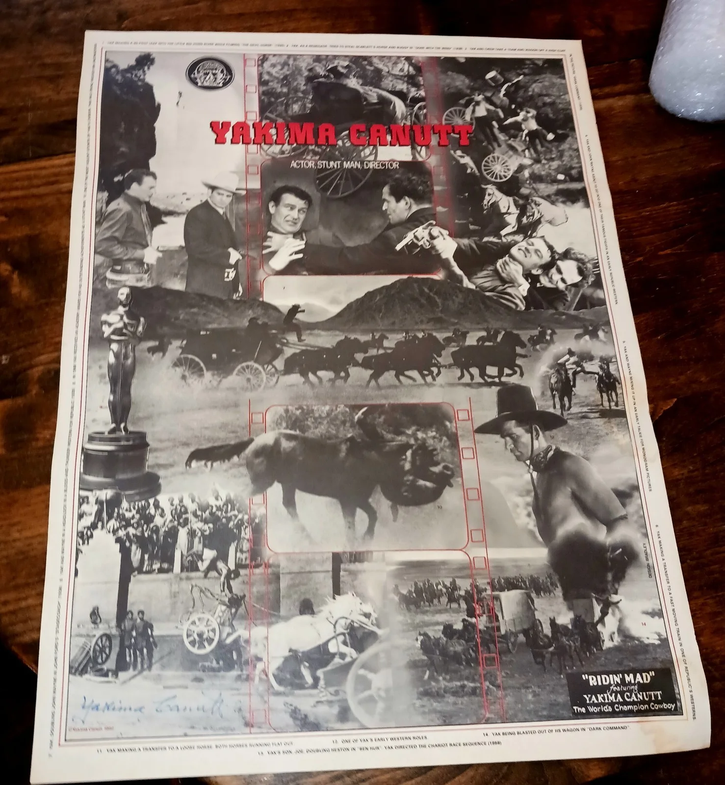 Yakima Canutt — 1982 YAKIMA CANUTT Movie Poster, World's Greatest Stunt Man, SIGNED, RARE !