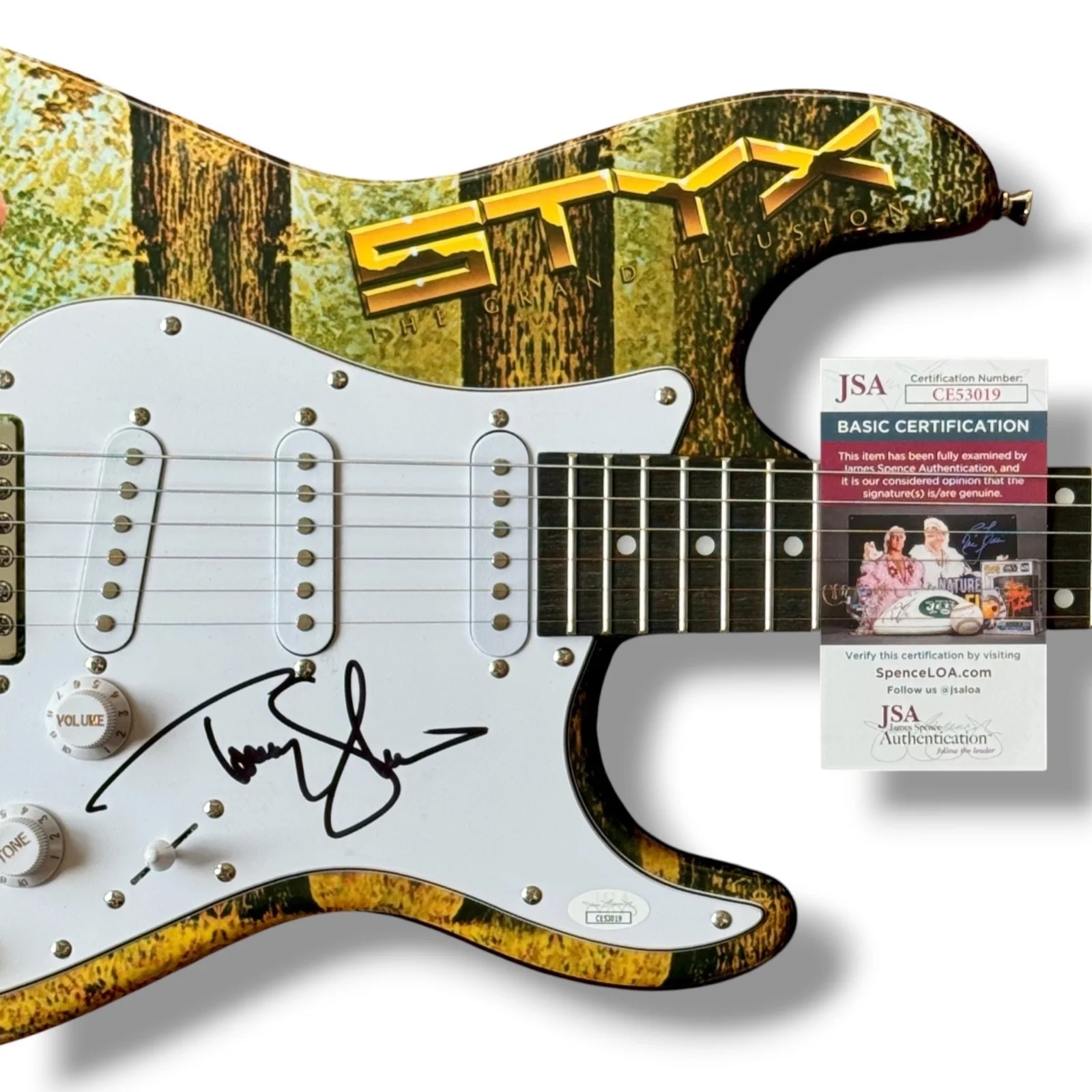 Tommy Shaw Signed Guitar Custom Graphics JSA COA Styx The Grand Illusion, image 2