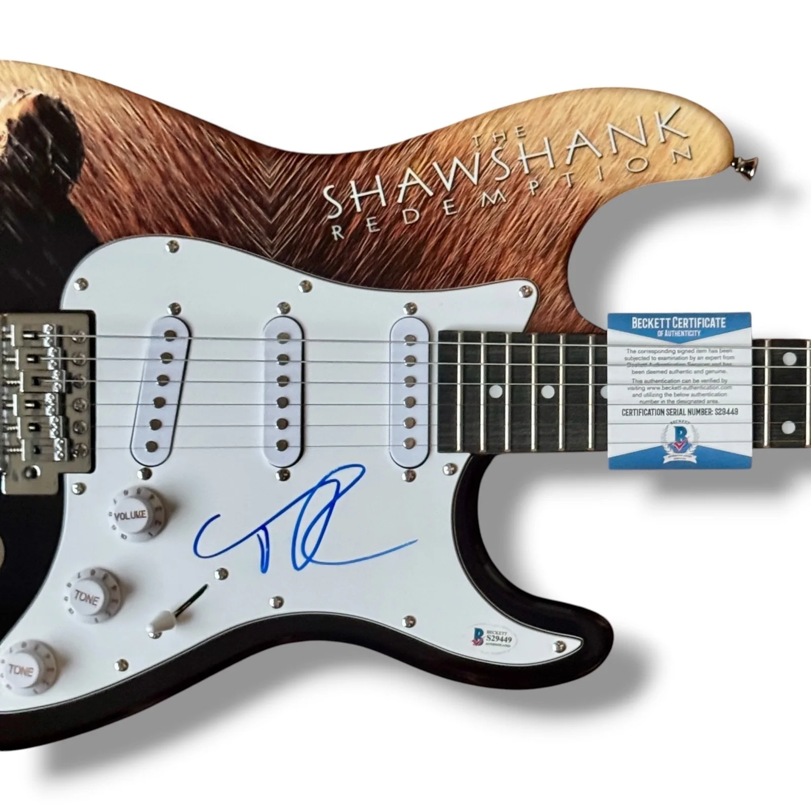Tim Robbins — Tim Robbins Signed Guitar Custom Graphics Beckett COA The Shawshank Redemption, image 2