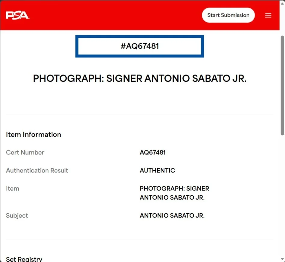 ANTONIO SABATO Jr — ANTONIO SABATO JR Signed 8x10 Photo PSA/DNA, изображение 2