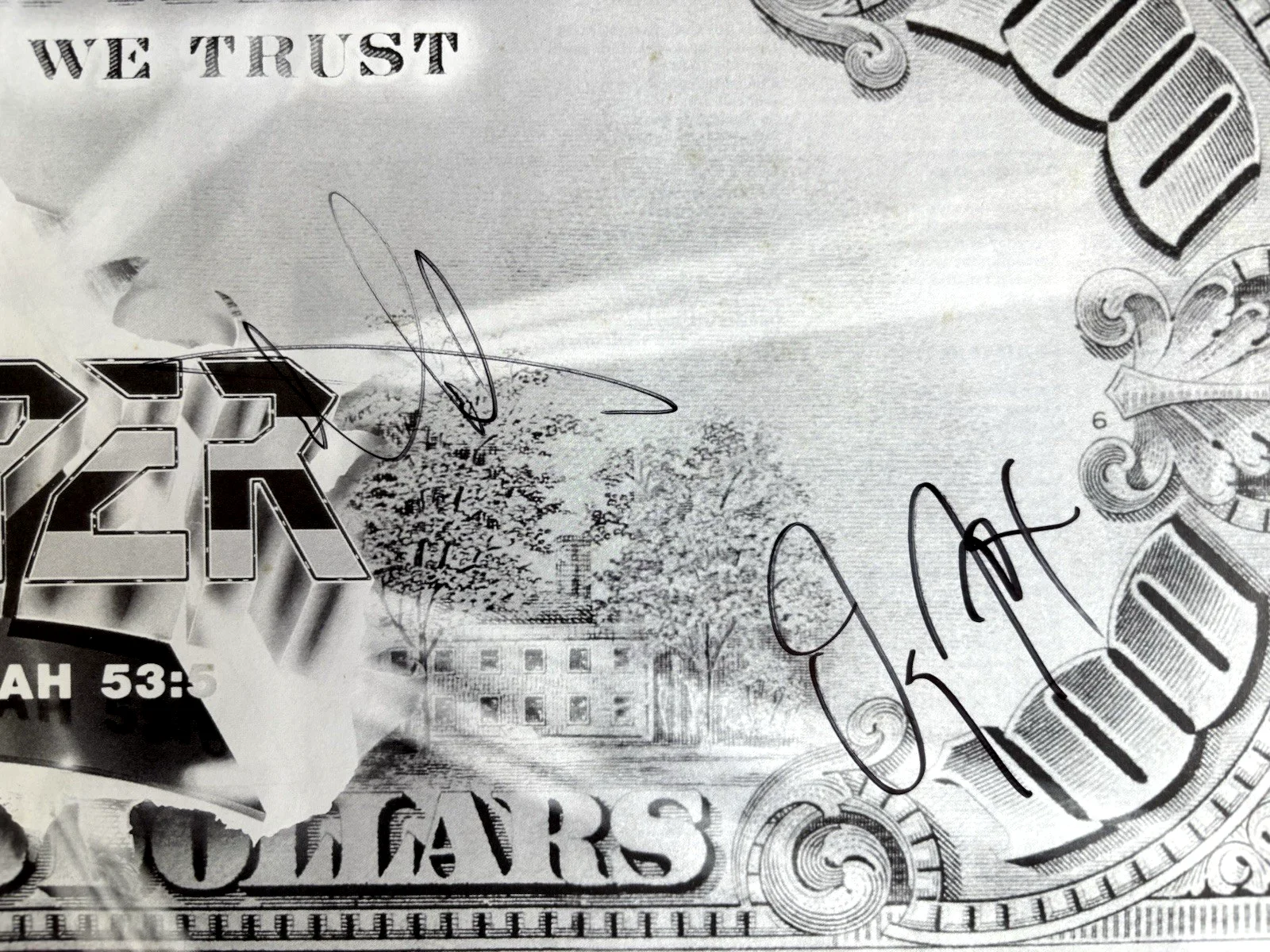 STRYPER Band Signed IN GOD WE TRUST DOLLAR BILL by All 4 JSA COA Michael Sweet, изображение 4