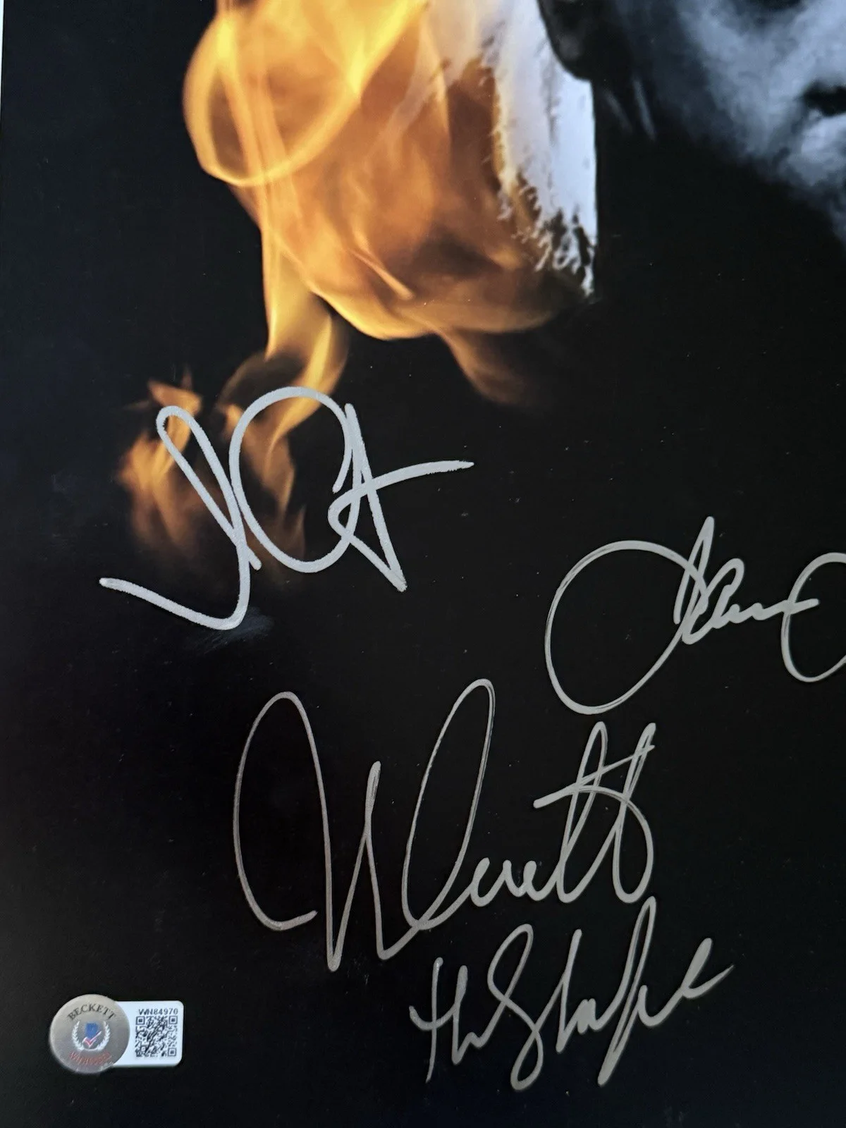John Carpenter, Jamie Lee Curtis, Nick Castle, James Jude Courtney — JOHN CARPENTER, JAMIE LEE CURTIS +NICK CASTLE+JAMES SIGNED 16x20 PHOTO BECKETT-A, image 5