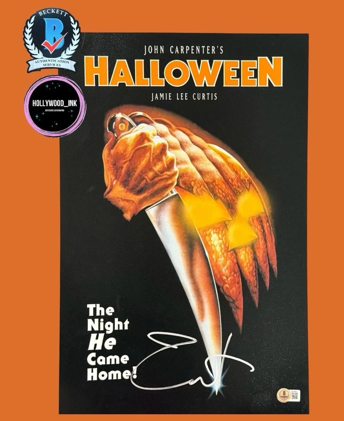 Jamie Lee Curtis — JAMIE LEE CURTIS SIGNED 11x17 AUTOGRAPH HALLOWEEN LAURIE STRODE BECKETT BQ95657