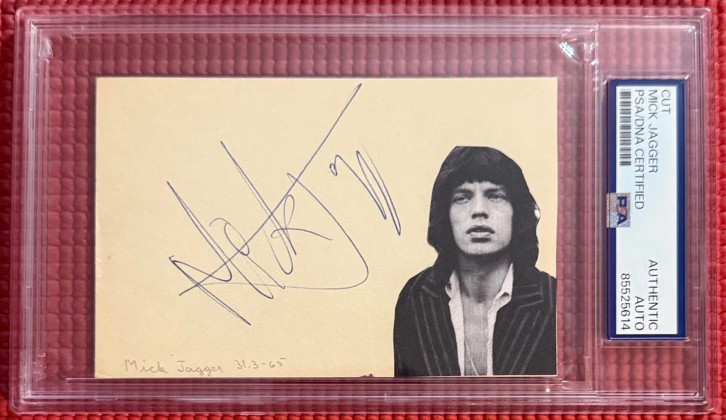 PSA/DNA slabbed & signed ROLLING STONES x3 autographed CUTS Jagger, Watts, Wyman, изображение 2