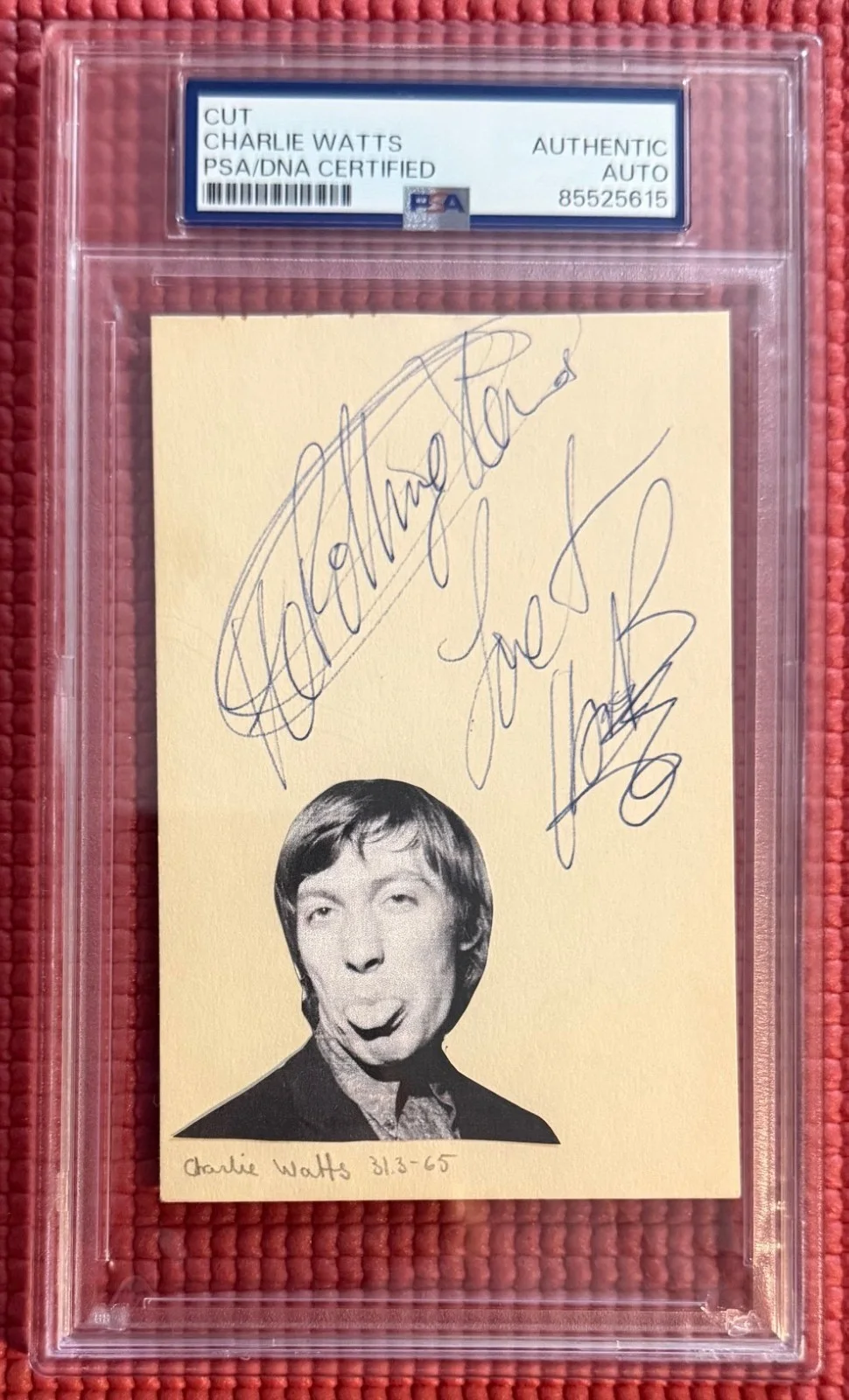PSA/DNA slabbed & signed ROLLING STONES x3 autographed CUTS Jagger, Watts, Wyman, изображение 5