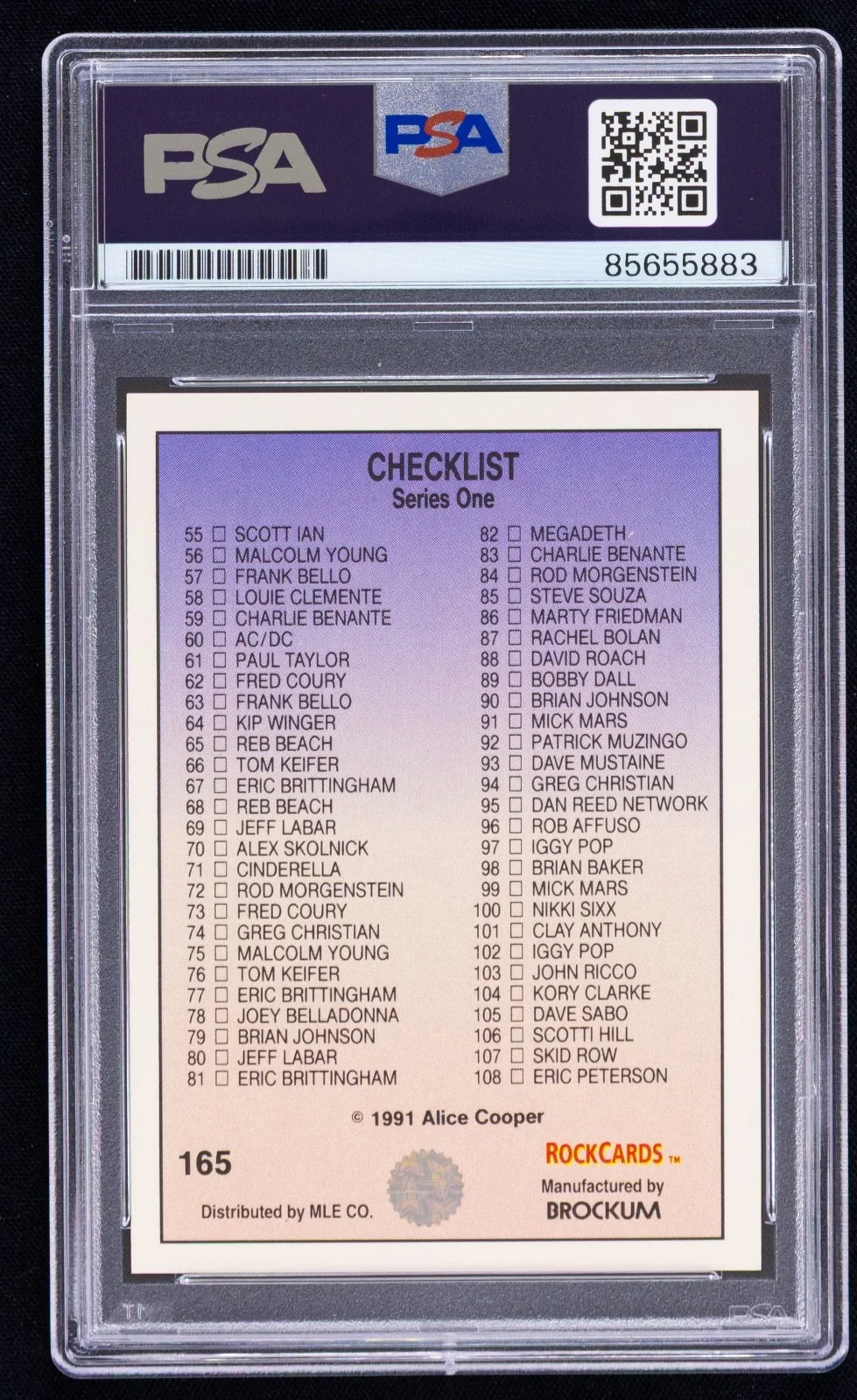 Alice Cooper Signed 1991 Brockum Rock Cards #165 (PSA) Hard Rock Metal Musician, изображение 2