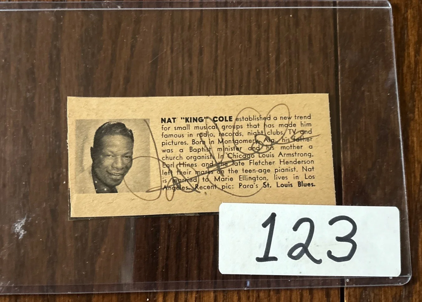 Nat King Cole Signed Autograph Vintage Clipping 2x4 – Larry Richards Collection, image 2