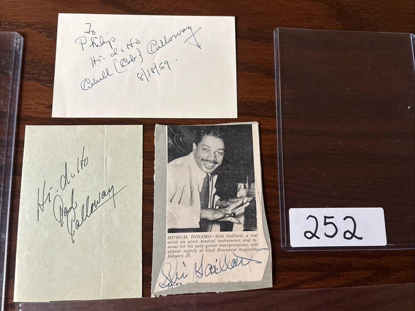 Cab Calloway Signed Photo & Autographs +Slim Gaillard, Larry Richards Collection, изображение 5