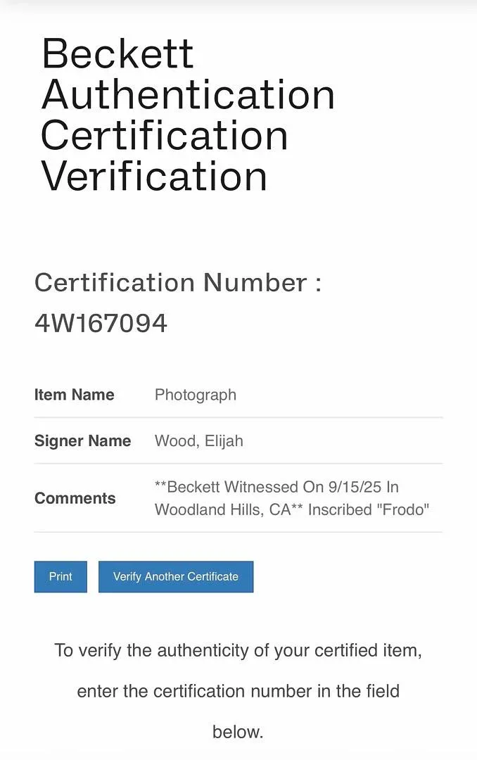 Elijah Wood signed "Frodo" Funko #1832 w/char name (Lord of the Rings) - Beckett, изображение 5