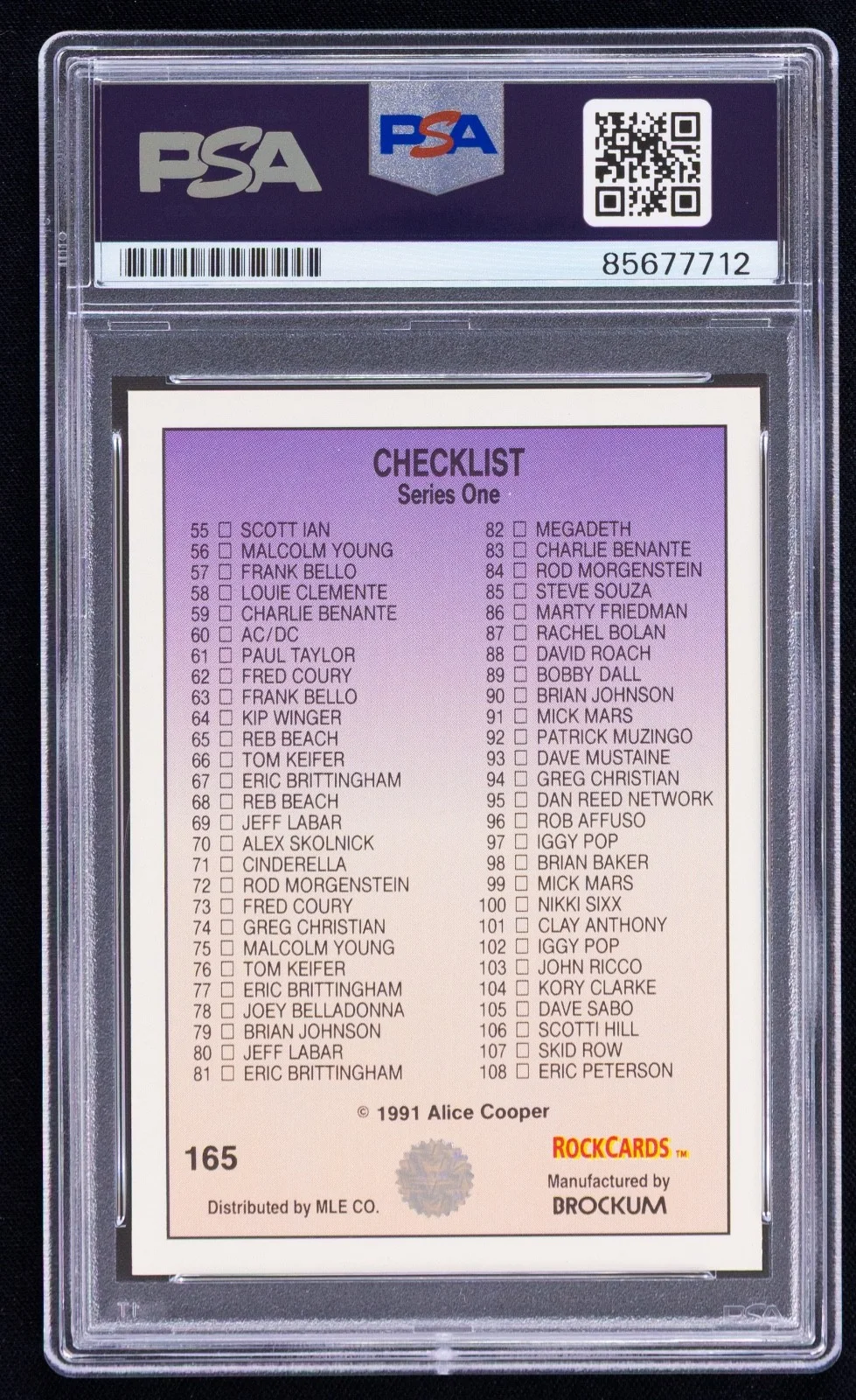 Alice Cooper Signed 1991 Brockum Rock Cards #165 (PSA) Hard Rock Metal Musician, изображение 2