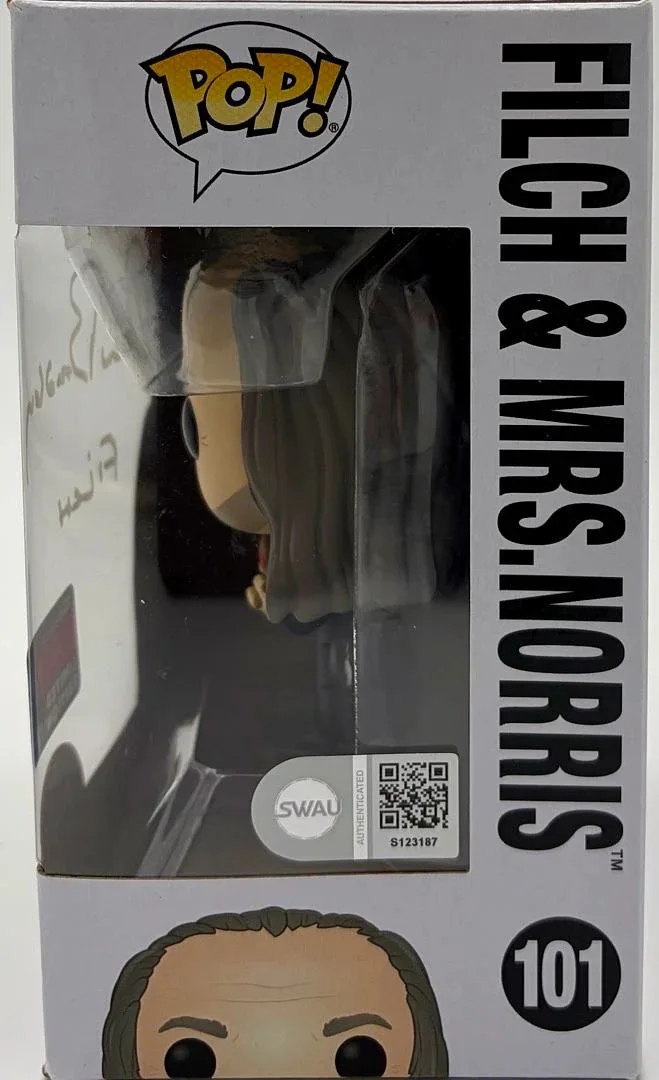 David Bradley Signed Funko #101 Argus Filch (Harry Potter) w/char name - SWAU, image 3