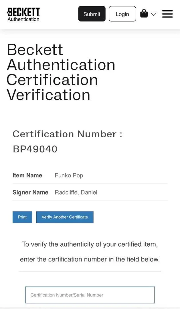 Daniel Radcliffe Signed Funko Pop #10 "Harry Potter" (Blue Paint) - Beckett COA, image 5