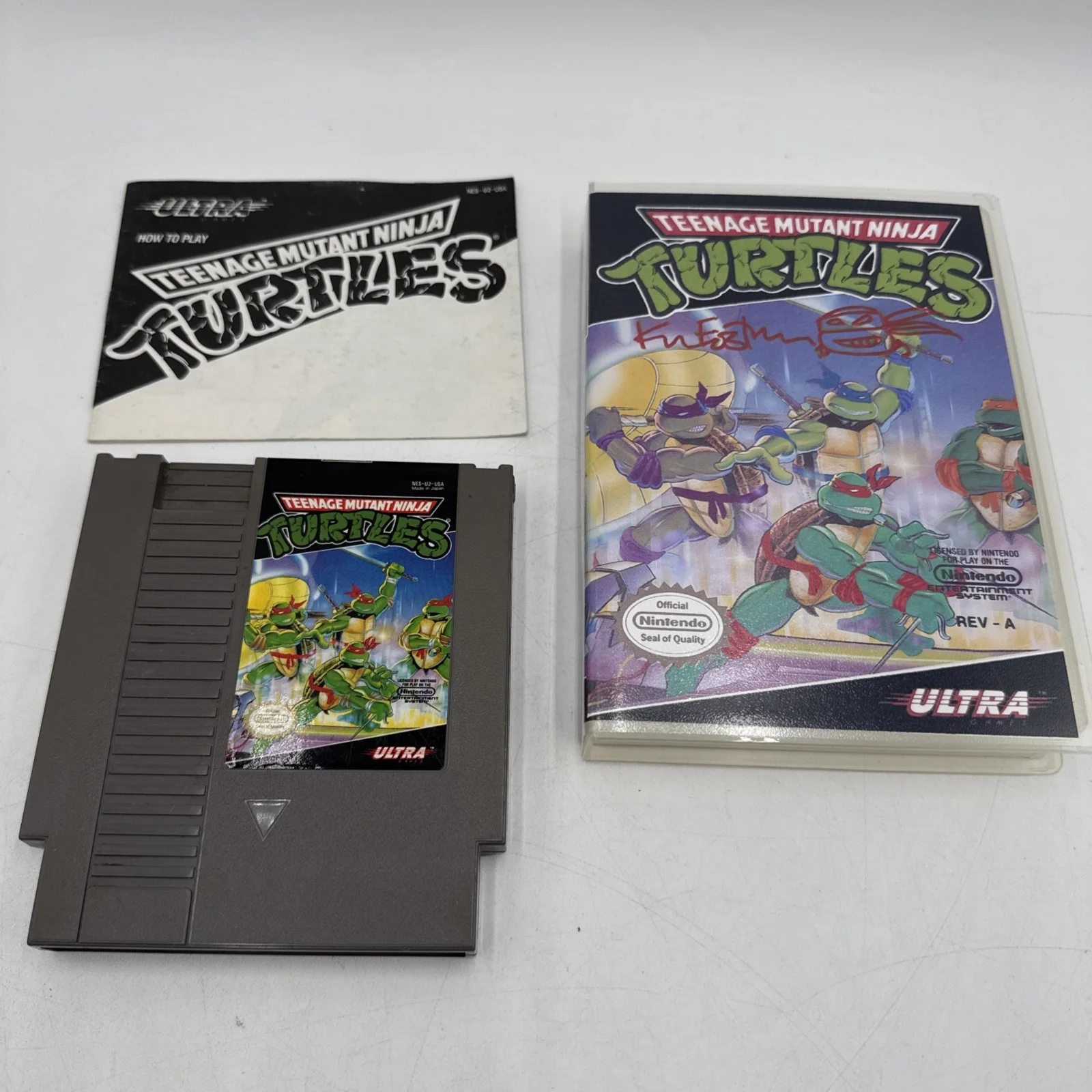 Kevin Eastman — Kevin Eastman SIGNED Teenage Mutant Ninja Turtles NES Video Game Box With Sketch