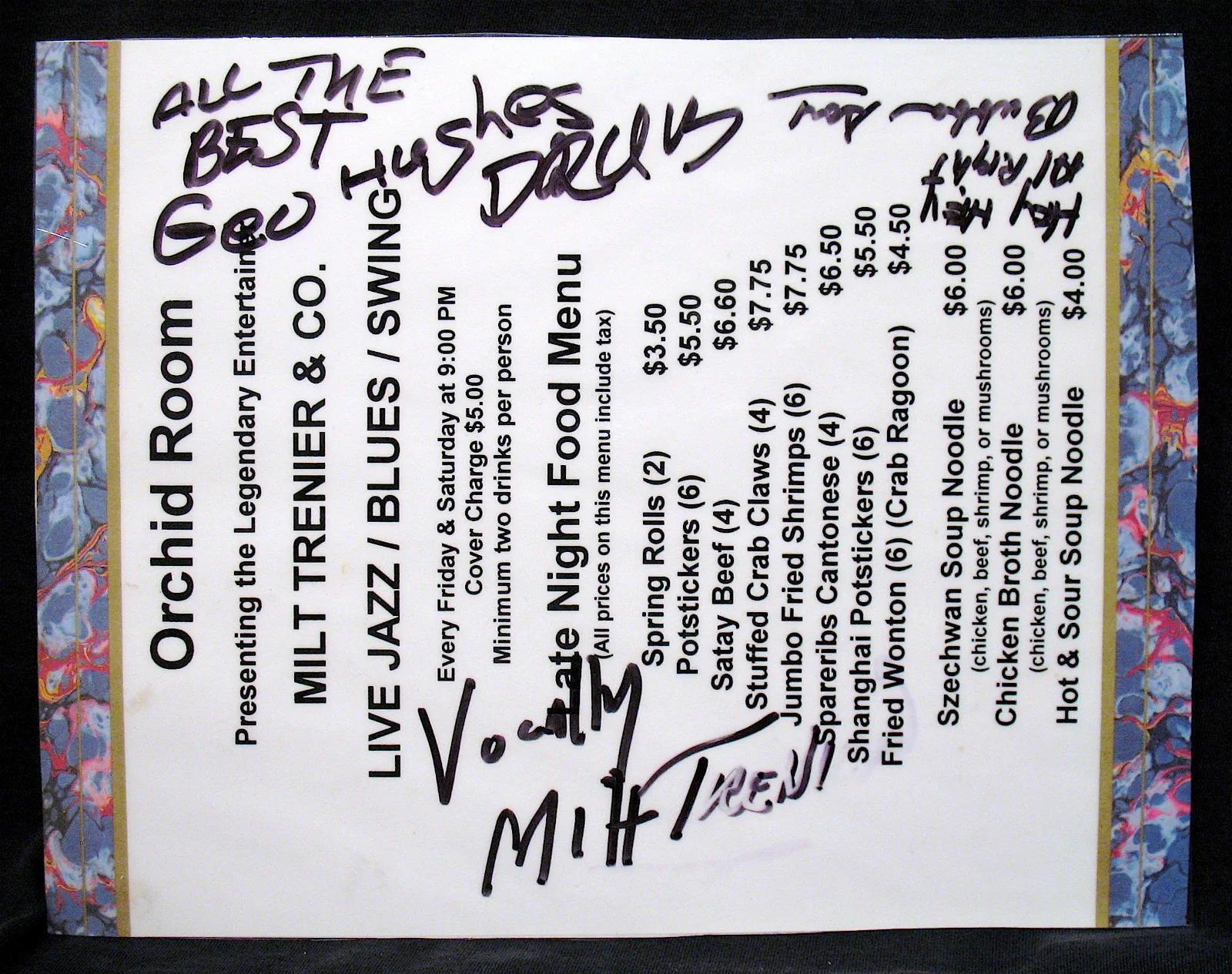 ROKY ERICKSON-MILT TRENIER-Multi Signed Menu by 5-13th FLOOR ELEVATORS-Psych, image 4
