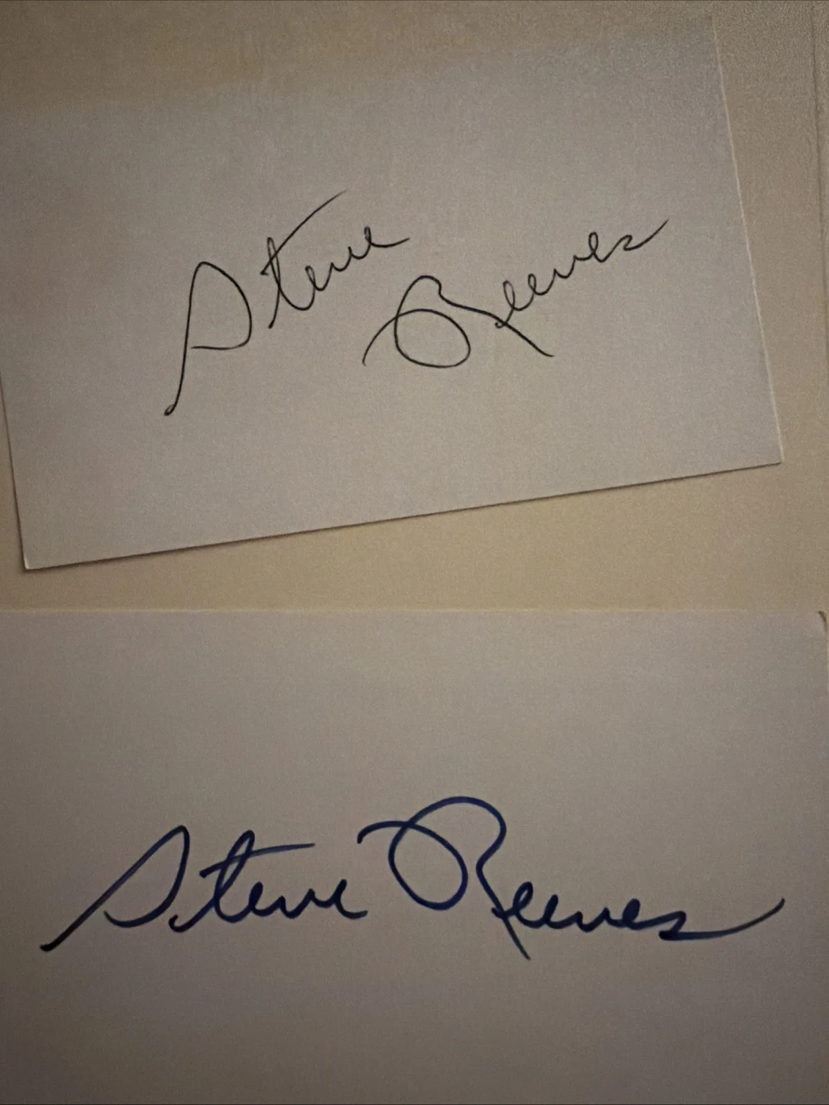 Steve Reeves Signed Index Card Lot x2 Hercules Bodybuilder Actor, image 2