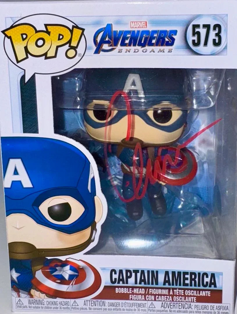 Chris Evans Signed Funko Pop #573 Captain America - SWAU #2, изображение 2