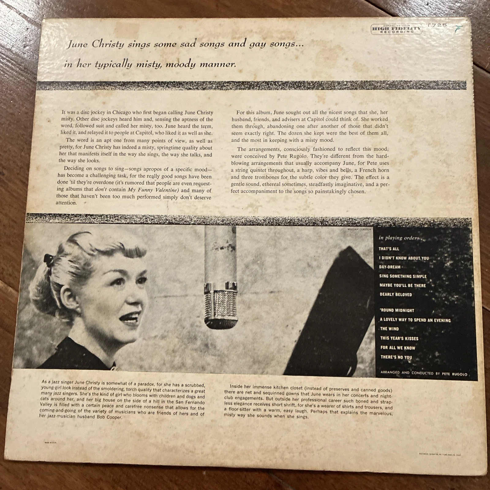 The Misty Miss Christy, T725, Capitol Hi Fi Record LP vinyl, tested, изображение 2