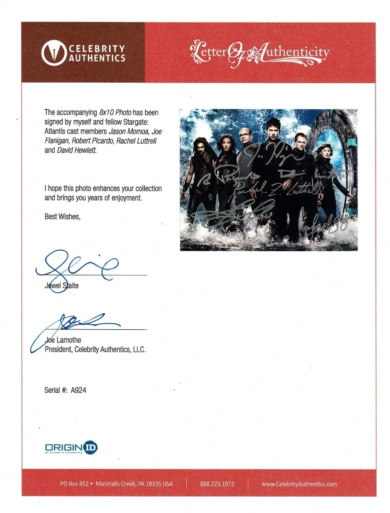CAST X 6 — STARGATE ATLANTIS CAST (6) SIGNED 8X10 PHOTO "MOMOA, STAITE, LUTRELL +3 JSA COA, изображение 2