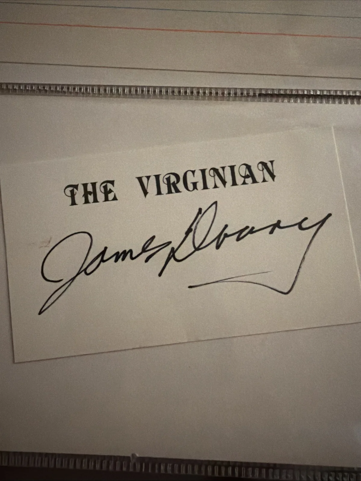 James Drury Signed Index Card The Virginian Autograph Western TV, image 2