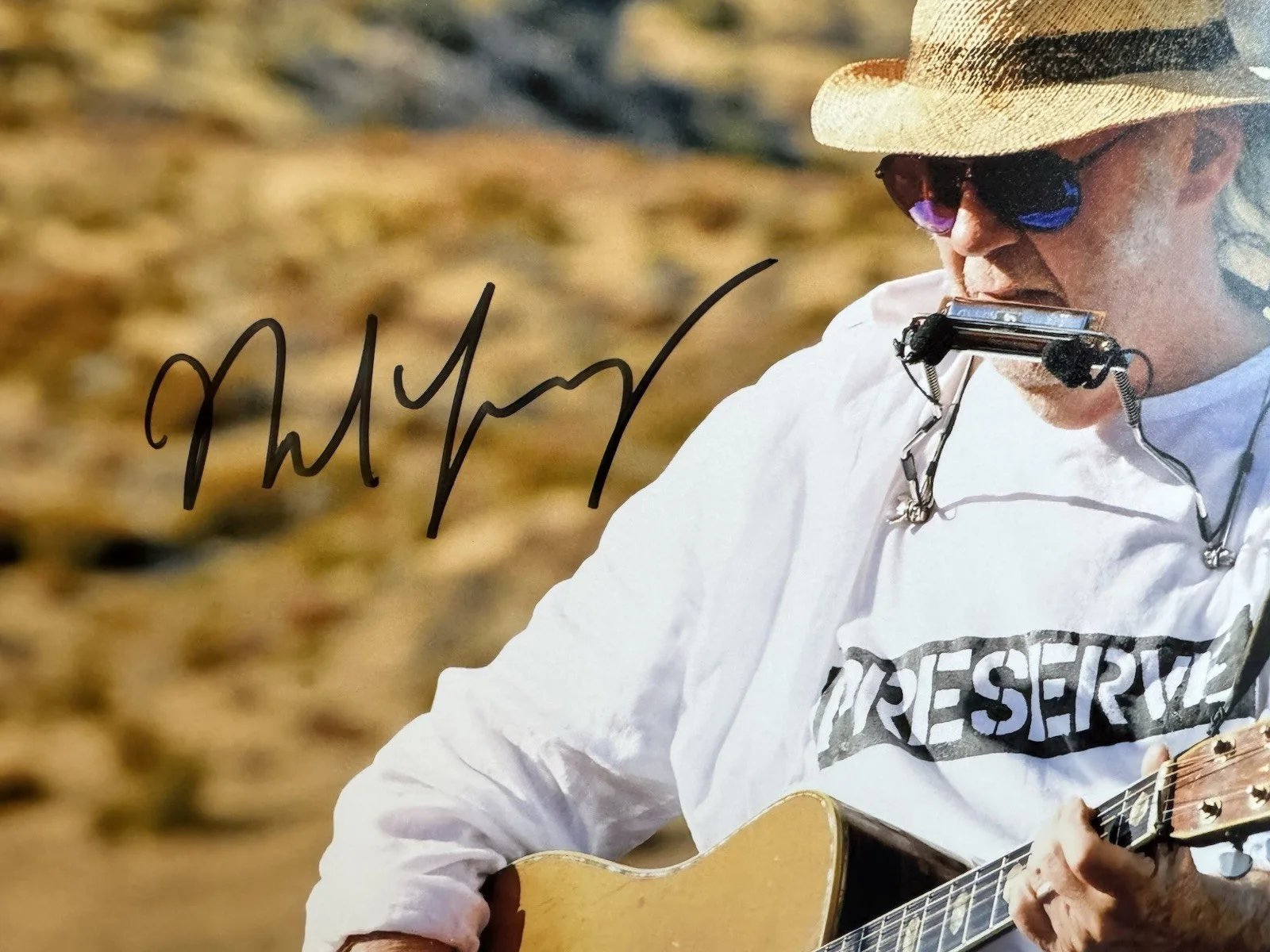 Neil Young Autographed photo 8 x 10 w/COA hand signed Singer Songwriter, image 2