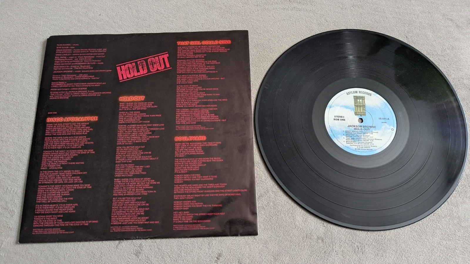 Jackson Browne "Hold Out" Album & Autograph Concert Ticket & Backstage Pass, image 4